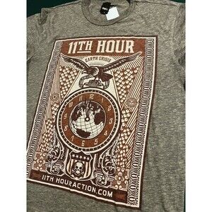 Men’s OBEY Awareness 11th Hour Action T-Shirt Tee LARGE Eagle Skull Earth Grey